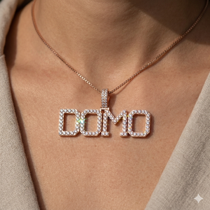 เครื่องประดับเงินแท้ 925 เพชรเลี้ยงในห้องปฏิบัติการ ตัวอักษรแบบกำหนดเอง ป้ายชื่อประดับเพชรเคลือบโรเดียม จี้เด็ก - Product Image 2