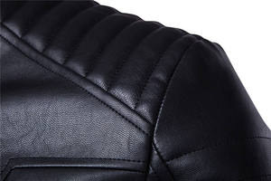 For Skin Men's Coated Woven Leather <b>Jacket</b> 100% Natural Cowhide Breathable Vintage Hooded Stand Collar Multi-zip Front - Product Image 4