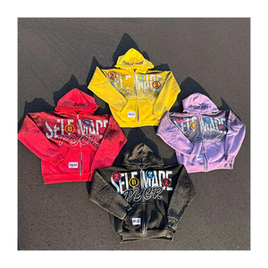 Sudaderas con capucha OEM ODM para hombre, personalizadas, estilo vintage, streetwear, 100% algodón, sudaderas básicas, sudaderas con capucha de mezcla de algodón, con pedrería. - Product Image 1