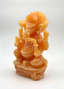 Estatua de Piedra Tallada a Mano del Dios Ganesha Naranja, Ídolo Hindú Decorativo, Ganesh Murti para el Hogar, Templo, Sala de Pooja, Regalo - Product Image 2