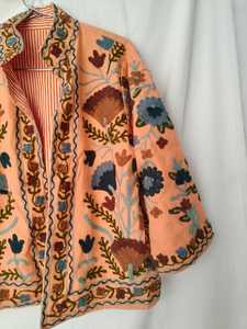 Vintage Floral Embroidered Velvet Short <b>Jacket</b> Stand Collar Winter Men Outerwear Casual Boho Coat 100% Cotton Eco-Friendly - Product Image 5