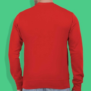 Sweat-shirt à col rond pour homme en coton molletonné, impression personnalisée, rouge, manches longues, pull-over, fabricant de vêtements OEM - Product Image 3