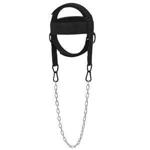 Arnés de cabeza de cadena de hierro ajustable para levantamiento de pesas, arnés acolchado para cabeza y cuello con correa para la barbilla, soporte de entrenamiento físico con cadena de acero - Product Image 1