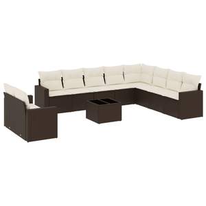 Modular Brown PE <b>Rattan</b> Garden <b>Sofa</b> Set 11 Piece Outdoor Furniture With High Density Foam Cushions - Product Image 2