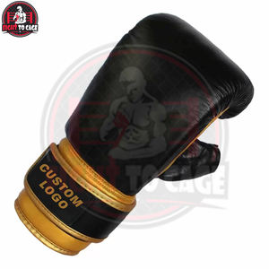 Gants de boxe Muay Thai et de kickboxing en cuir PU épaissi, noir et or, nouvelle arrivée, taille personnalisée ou logo imprimé - Product Image 2