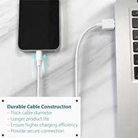 Cable USB Premium C48 para iPhone/iPad, Certificado MFi, Carga Rápida y Sincronización, con Malla de Protección de PVC, Compatible con Computadoras, en Stock
