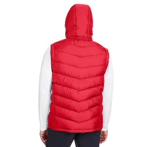 <b>Men's</b> <b>White</b> Hooded Sleeveless Quilted <b>Jacket</b> Canvas Eco-Friendly Waterproof Windproof Polyester Winter Minimalist Style Front - Product Image 2