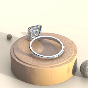 แหวนเพชรทรง Asscher Cut แบบ Solitaire ตัวเรือนทองคำขาว ดีไซน์คลาสสิกทรงสี่เหลี่ยมแบบ Step Cut แหวนหมั้นสุดหรูหรา เรียบง่าย สง่างาม เครื่องประดับเจ้าสาวสุดหรู - Product Image 3