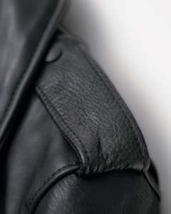 Veste de motard en cuir véritable noir de qualité supérieure pour homme, col rabattu, couleur unie, style automne, vente en gros - Product Image 6