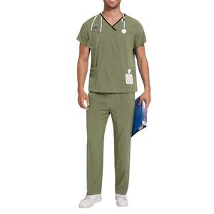 Vente en gros directe usine : Ensemble de 2 pièces de tenue médicale unisexe (haut à col en V et pantalon) pour femmes et hommes - Product Image 6