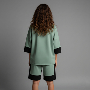 Nouveauté 2026 : Ensemble court pour femme 100 % coton, logo imprimé DTF personnalisé, streetwear, ensemble 2 pièces bicolore hip-hop pour femme - Product Image 6