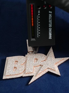 Colgante de Lujo de Plata de Ley 925 con Diamante Moissanita, Letra Estrella Iced Out, Joyería de Cadena Hip Hop, Regalo de Moda Unisex Brillante - Product Image 5