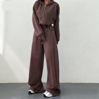 Ensemble de sweats à capuche personnalisés pour femmes, style streetwear, avec fermeture éclair, décontracté et oversize, pour pantalons de survêtement – Vente en gros