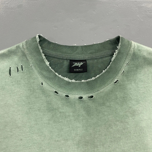 T-shirt 100% Coton Délavé à l'Acide, Coupe Oversize, Épaules Tombantes, Grammage Lourd 200 g/m², Effet Vintage Stone Wash - Product Image 3