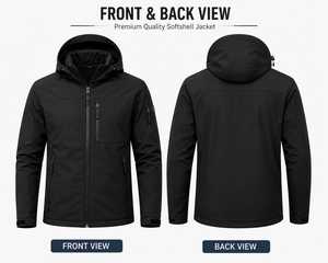 Men's Hooded Softshell <b>Jacket</b> With Fleece Lining Waterproof Outdoor Sports Wear Custom Design - Product Image 2