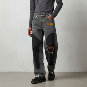 High Street American Washed Distressed Multi Pocket Denim <b>Work</b> Pants Both Men Women Hip Hop High Quality <b>Jeans</b> - Product Image 4