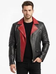 Men's Asymmetrical Black Biker Leather <b>Jacket</b> Motorcycle <b>Punk</b> Rock Zip Up <b>Jacket</b> - Product Image 1