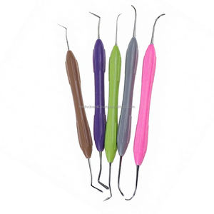 Kit de 5 instruments de restauration dentaire en composite avec poignée en silicone pour étudiants en médecine, certifié CE ISO, fournisseur OEM ODM en gros - Product Image 4