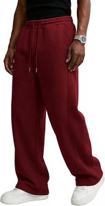 <b>Men's</b> Casual <b>Baggy</b> Sweatpants Wide Leg Fleece Joggers Loose Cotton Pants Drawstring Waist Lounge <b>Trousers</b> with Pockets - Product Image 4