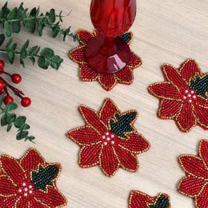 Sous-verres perlés faits main portables MS HANDICRAFT - Cadeaux religieux classiques avec support en polyester (4x4 pouces) - Product Image 2