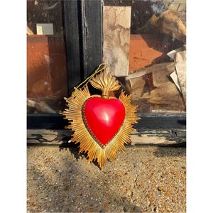 Wholesale Handmade Gold Metal Sacred Heart Wall Hanging Exquisite Ex Voto Milagro Flaming Heart Art Sculpture Vintage <b>Home</b> <b>Decor</b> - Product Image 5