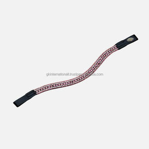 Accessoires équestres de cheval longue durée tous les cristaux de forme bande de front de cheval en cuir de forme de vague décorative pour bride - Product Image 4