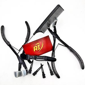 Professional Stainless Steel Hair Extension Beading <b>Tools</b> Kit Loop Clips Needles Tape Plier <b>Leather</b> <b>Pouch</b> Customizable - Product Image 1