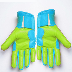 Guantes de Bateo de Cuero Personalizados al Por Mayor, Color Verde Azul, Acolchados, con Cierre de Gancho y Bucle, Soporte para Muñeca, Unisex, para Adultos, Tallas XL XXL - Product Image 2