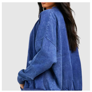 Proveedor mayorista de conjuntos deportivos de alta calidad para mujer, sudadera con capucha y pantalones deportivos con lavado ácido, diseño vintage de estilo urbano. - Product Image 6