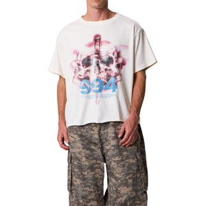 T-shirt Homme Col Rond Manches Courtes Oversize Imprimé Crâne Graphique Épaules Tombantes Streetwear Vente en Gros Personnalisé OEM Coton - Product Image 5