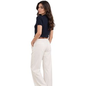 Polo pour femme en bleu marine avec logo brodé, manches courtes et col classique - Product Image 5