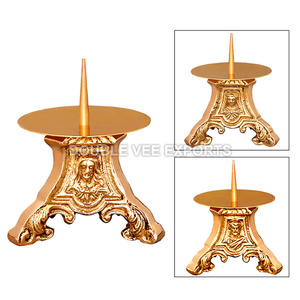 Candelabro de Latón de la Sagrada Familia con Espíritu Santo |   Candelabro Tradicional para Altar de Iglesia - DOUBLE VEE EXPORTS - Product Image 2