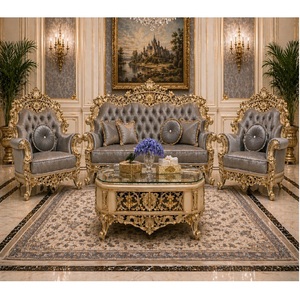 Juego de Muebles de Salón Estilo Birmingham en Oro Antiguo, Juego de Sofás Europeos Clásicos de Alta Gama, Interior de Salón Premium, Sídney - Product Image 1