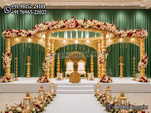 Magnífico Mandap de Madera para Decoración de Bodas Gujarati, Mandap de Madera Tallada con Estilo para Bodas, Mandap de Madera Clásico para Bodas - Product Image 2