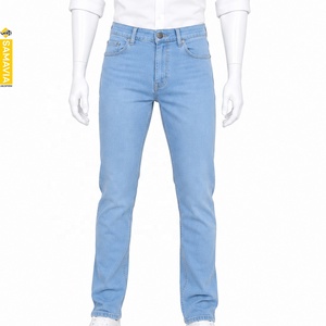 SAMAVIA Custom <b>Men's</b> Light Blue <b>Stretch</b> <b>Men's</b> Denim Jeans Slim Fit Cotton Casual Pants OEM ODM Wholesale Manufacturer - Product Image 2