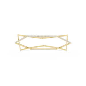 Luxury Yellow Gold Geometric Hexagon <b>Bangle</b> Bracelet <b>Set</b> for Women Minimalist Crystal Stackable Fashion Jewelry - Product Image 2