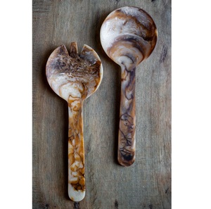 Durable Luxury Resin <b>Salad</b> <b>Spoon</b> Fork Set Long Handle Lightweight Non-Toxic Dishwasher Safe Polished Home Wedding Professional - Product Image 1
