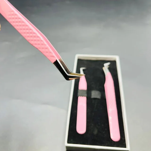 <b>Pink</b> Eyelash Tweezers <b>Set</b> Stainless Steel Precision <b>Tools</b> Box Packaging Smooth Tip - Product Image 5