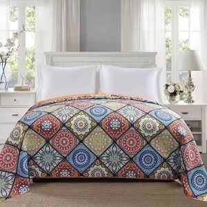 <b>Velvet</b> Fabric Printed <b>Bedspread</b> Set with Pillowcases Waterproof Anti-Pilling Cooling Washable Modern Style Home Use - Product Image 1