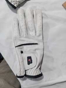 Custom Brand <b>White</b> Full Finger Golf Glove Genuine Leather Breathable Right Hand Unisex Sports Use Hook Loop Closure Model - Product Image 3