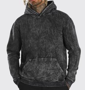 Sweat à capuche doublé vintage streetwear délavé à l'acide, coupe classique, automne-hiver, en molleton épais de qualité supérieure 100% coton pour homme ODM - Product Image 1