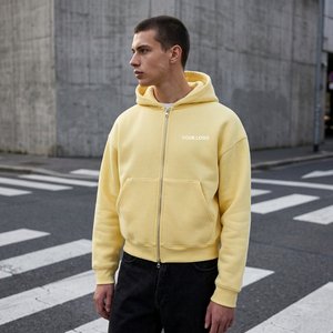 Sweat à capuche surdimensionné en molleton français 500 GSM pour homme, coupe ample, double fermeture éclair, imprimé numérique, streetwear urbain de qualité supérieure - Product Image 5