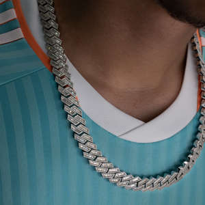 Collier ras du cou VVS Moissanite rond et baguette pour homme, en argent 925 plaqué rhodium, chaîne cubaine de luxe fine - Product Image 5