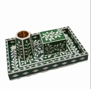 Ensemble brûleur à bakhoor PearlZenith avec incrustation de nacre, support en mosaïque de coquillages fait main de qualité supérieure pour les intérieurs modernes raffinés - Product Image 2