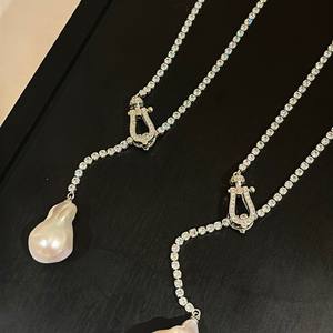 Collar con Colgante de Perla Natural de Agua Dulce Seiko Aurora Baroque, Cola de Pez Colorida con Cadena Larga Ajustable para Suéter - Product Image 3