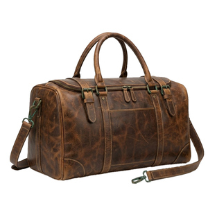 leather travel bag genuine leather weekender duffel carry on overnight large capacity travel bag for men women business trips - Product Image 1