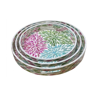Grand Entrance Mother of Pearl Inlay Tray Handcrafted Decorative Platter for Foyer Console <b>Table</b> <b>Storage</b> - Product Image 2