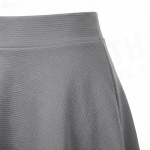 Jupe courte trapèze pour femme, taille élastique, couleur unie, style décontracté, 100 % polyester tissé, toutes saisons - Product Image 5