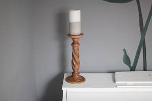 Personalize Handmade Wooden Candle Holder <b>Rustic</b> Twisted Design Single Piece Decorative Tabletop Accent by UO INDIA - Product Image 1