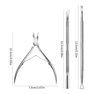 Coupe-cuticules en acier inoxydable avec repousse-cuticules, outils de manucure pour la maison et le salon, pince à cuticules professionnelle pour le soin des ongles, 1/2/3 pièces - Product Image 5